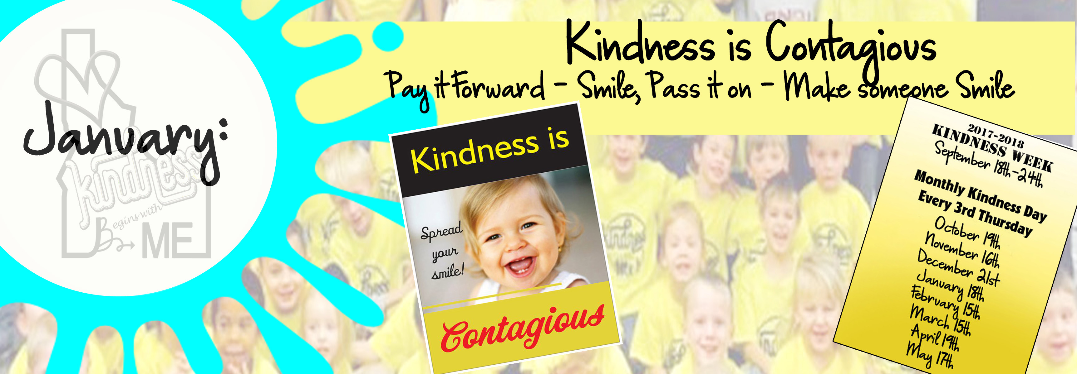 Tomorrow is January’s Kindness Day  – Thursday, January 18th, 2018 – Kindness is Contagious